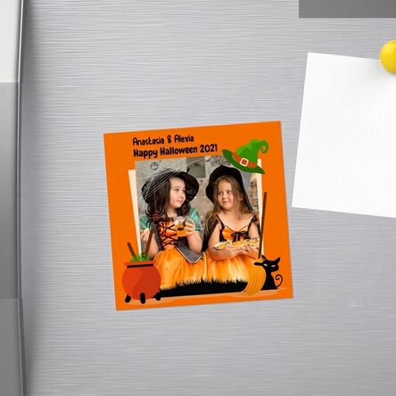 Magnete 10x10 personalizzato con una foto e un testo - Halloween