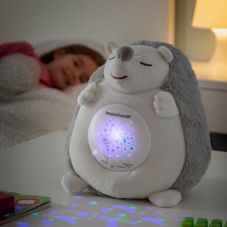 Giocattolo di peluche a forma di riccio con proiettore di luci e suoni