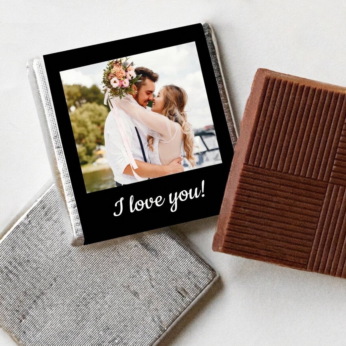 Mini cioccolatino personalizzato con una foto e una frase