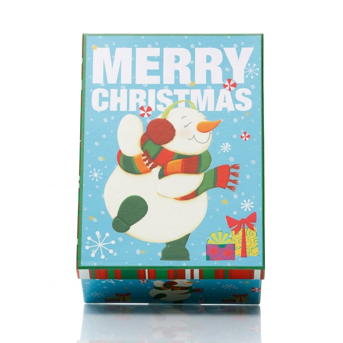 Confezione regalo natalizia blu - modello pupazzo di neve