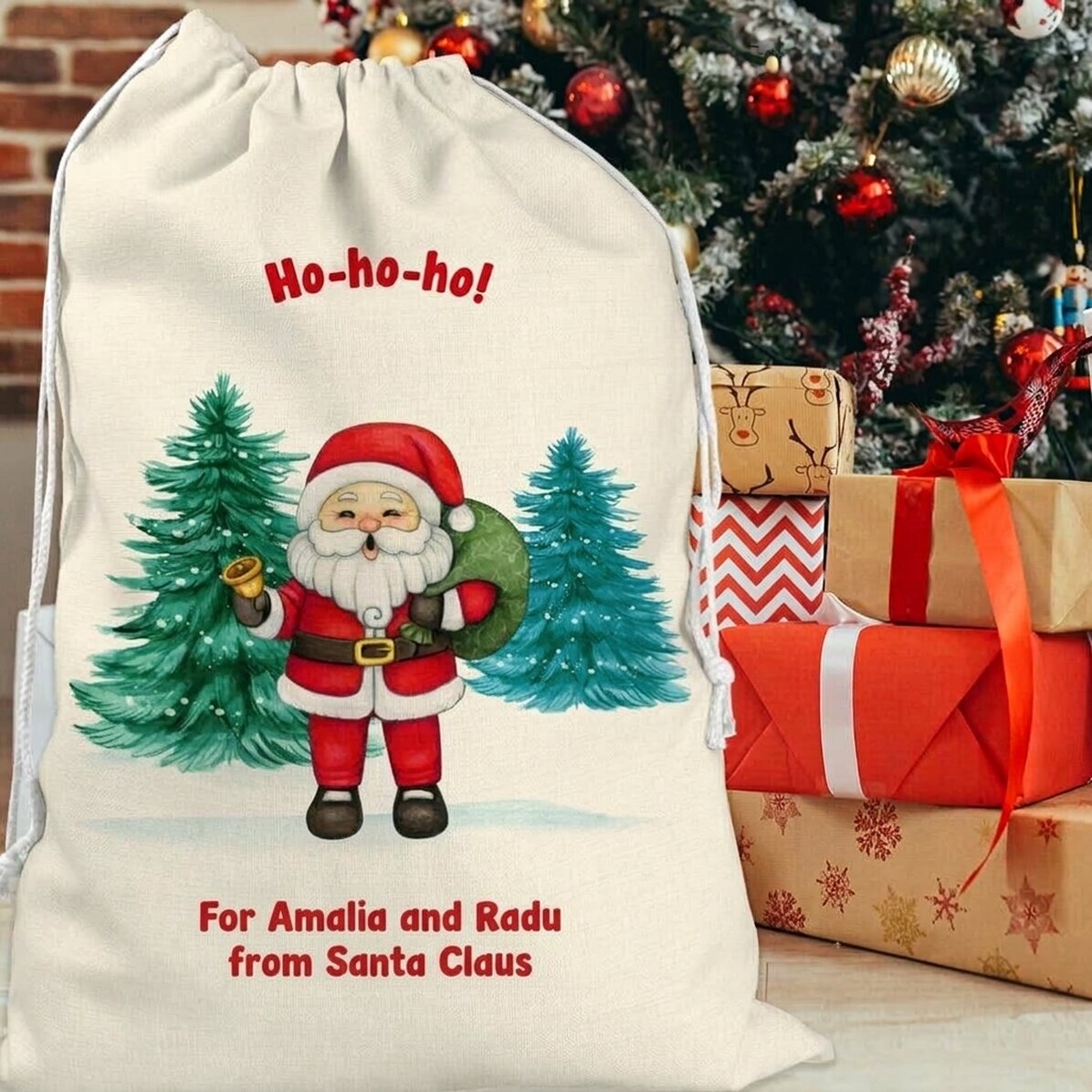 Borsa regalo personalizzata con scritta - Da Babbo Natale
