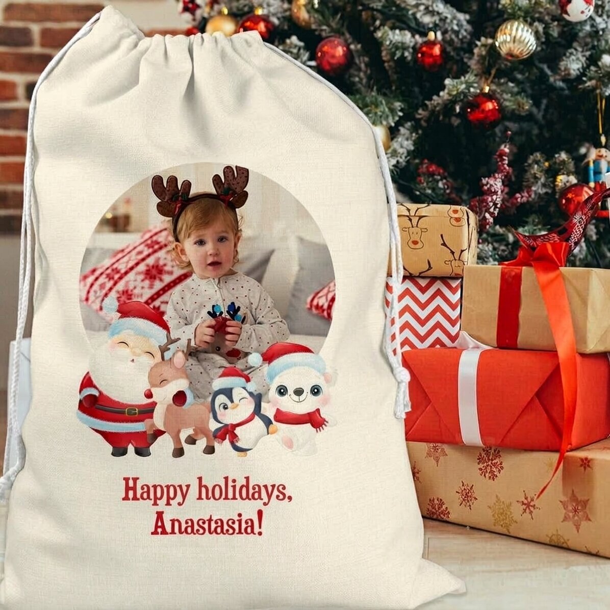 Borsa regalo personalizzata con foto e testo - Buon Natale