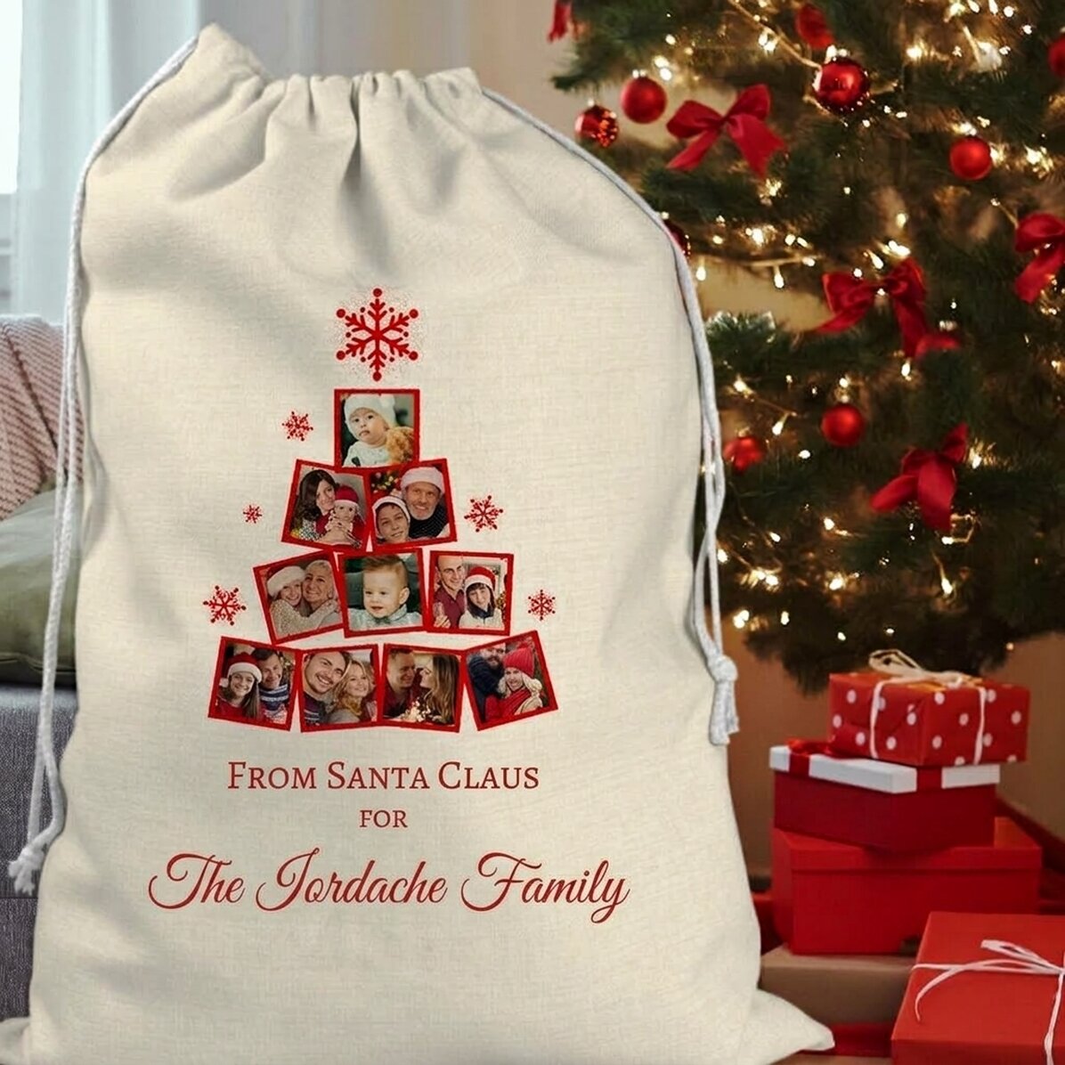 Borsa regalo personalizzata con collage di foto e messaggio