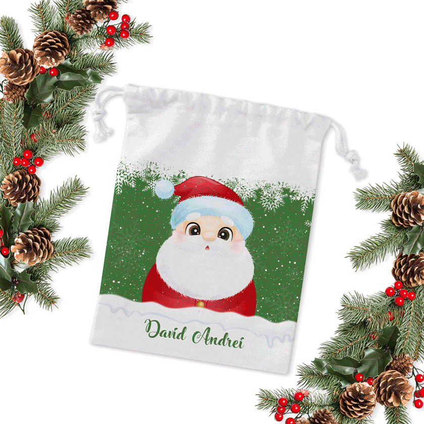 Piccolo sacchetto regalo personalizzato con nome - Merry Christmas