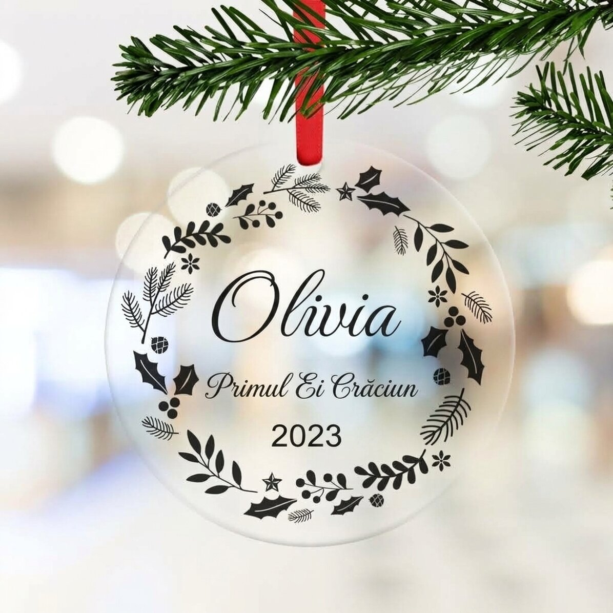 Ciondolo rotondo personalizzato con nome - Buon Natale