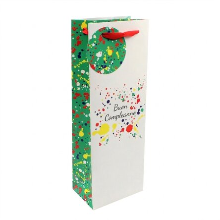 Sacchetto regalo per bevande - modello Happy Birthday splash