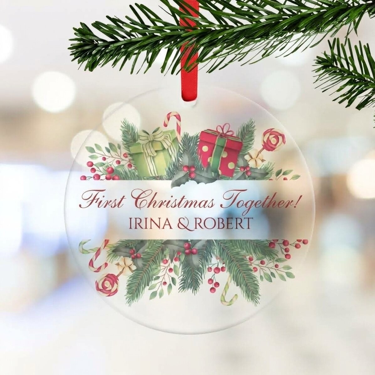 Decorazione rotonda personalizzata con scritta - Buon Natale