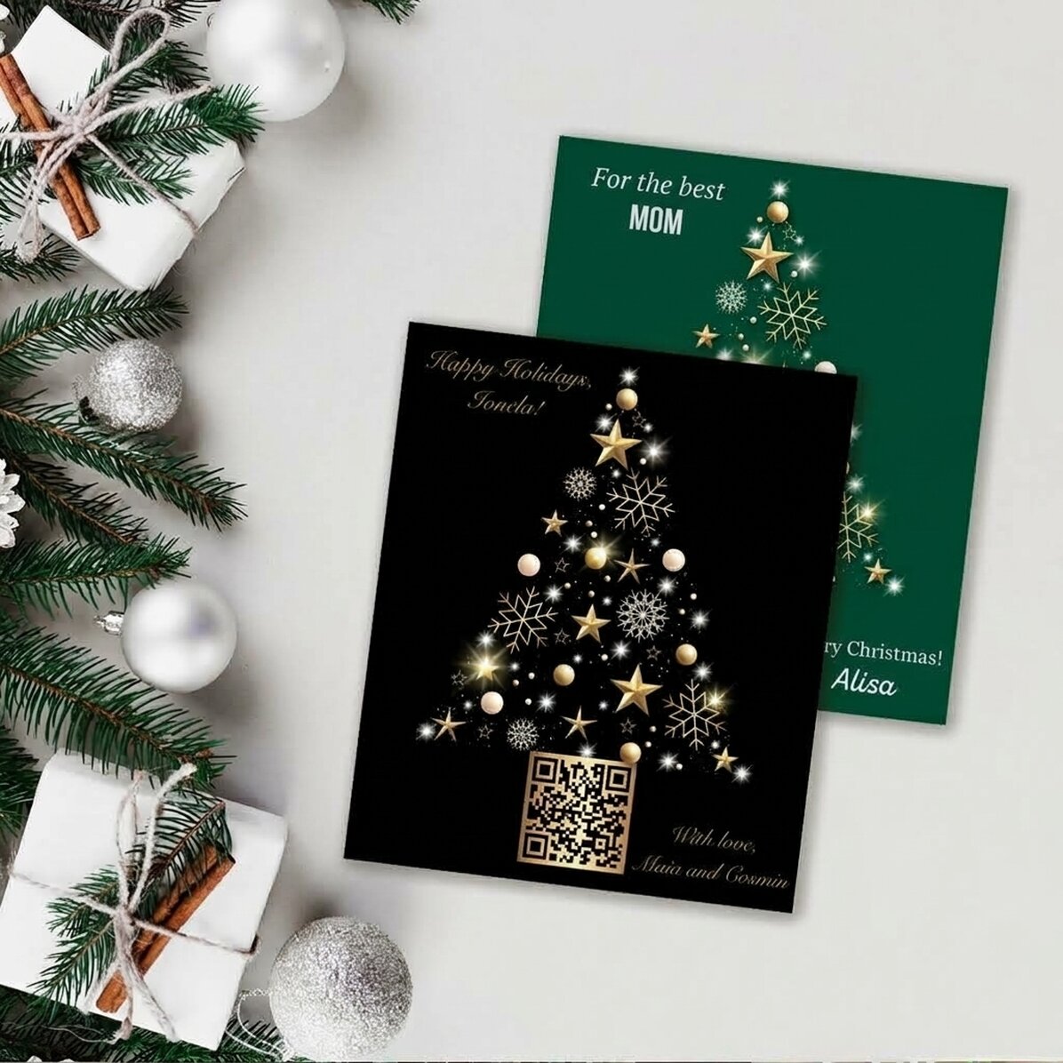 Magnete personalizzato 10x12 cm con codice QR e messaggio natalizio