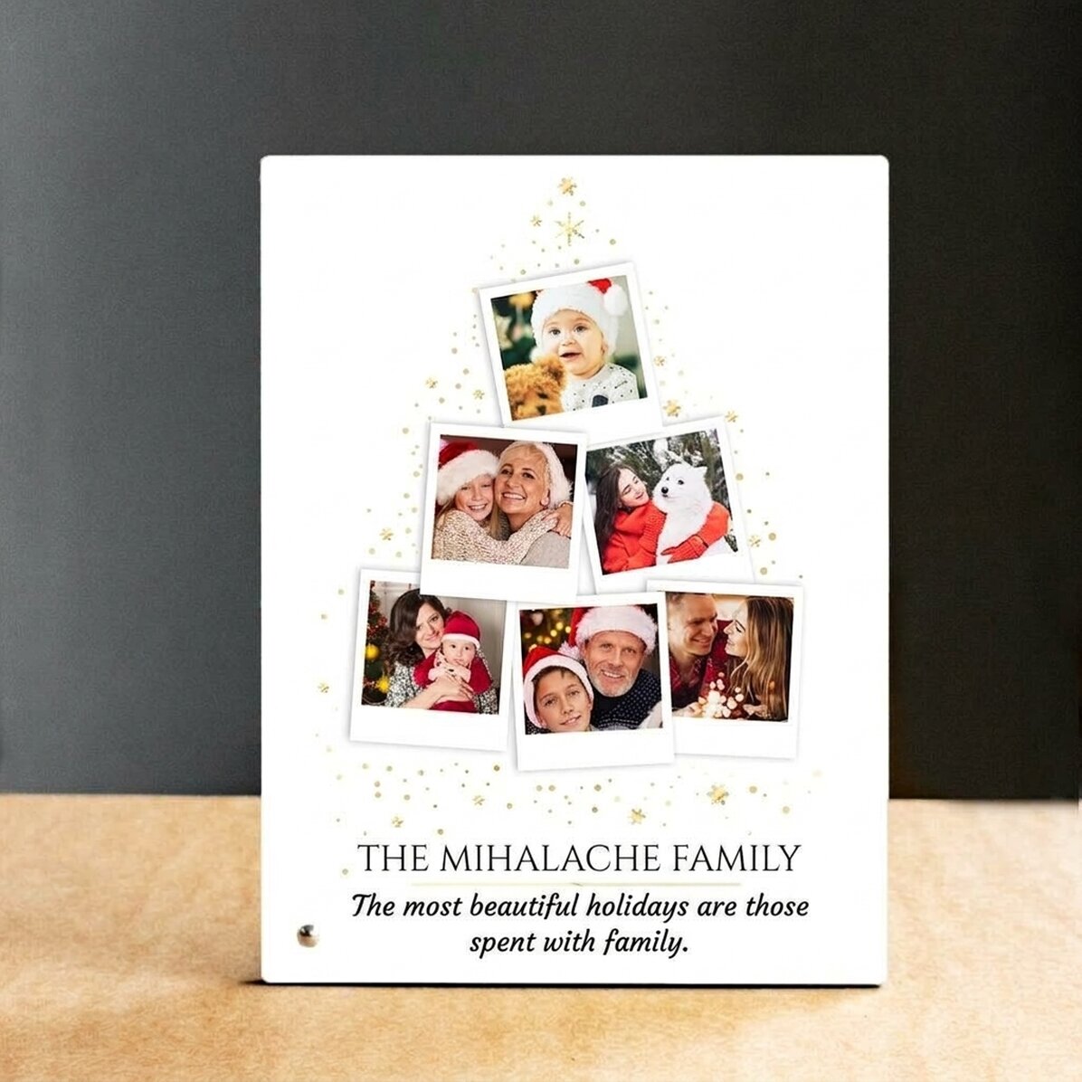 Cornice da scrivania personalizzata con foto e testo - Albero di Natale