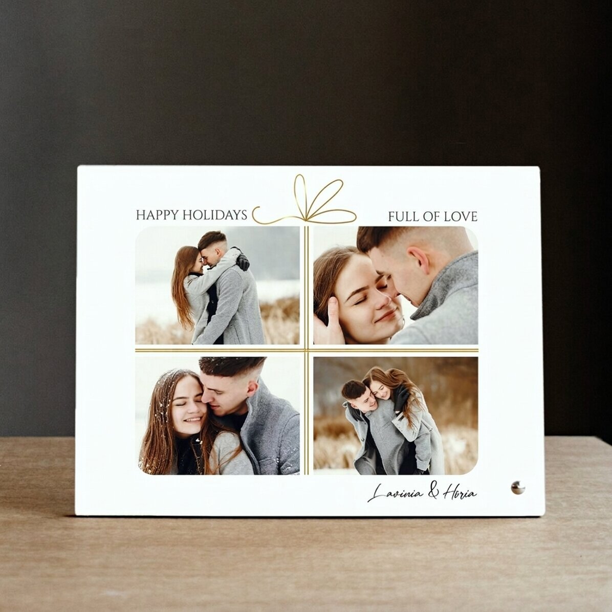 Cornice da scrivania personalizzata con 4 foto e testo - Il regalo perfetto