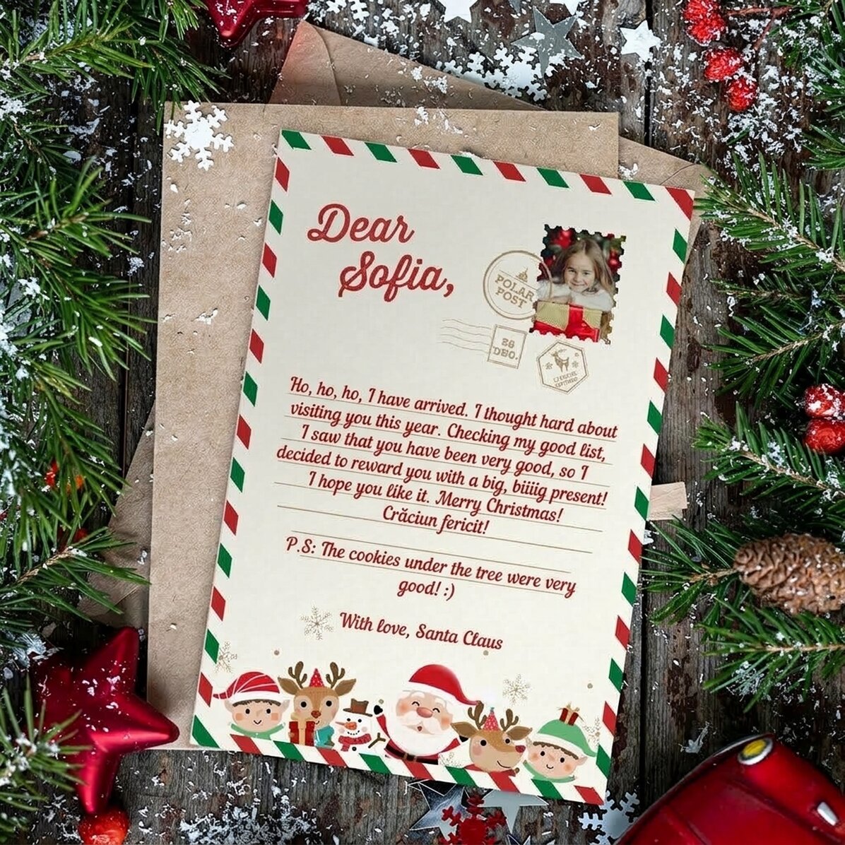 Magnete personalizzato 10x15 cm con testo - Lettera da Babbo Natale