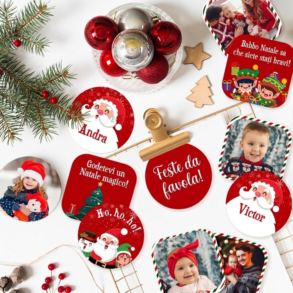 Set di 12 adesivi personalizzati (etichette autoadesive) - Buon Natale!
