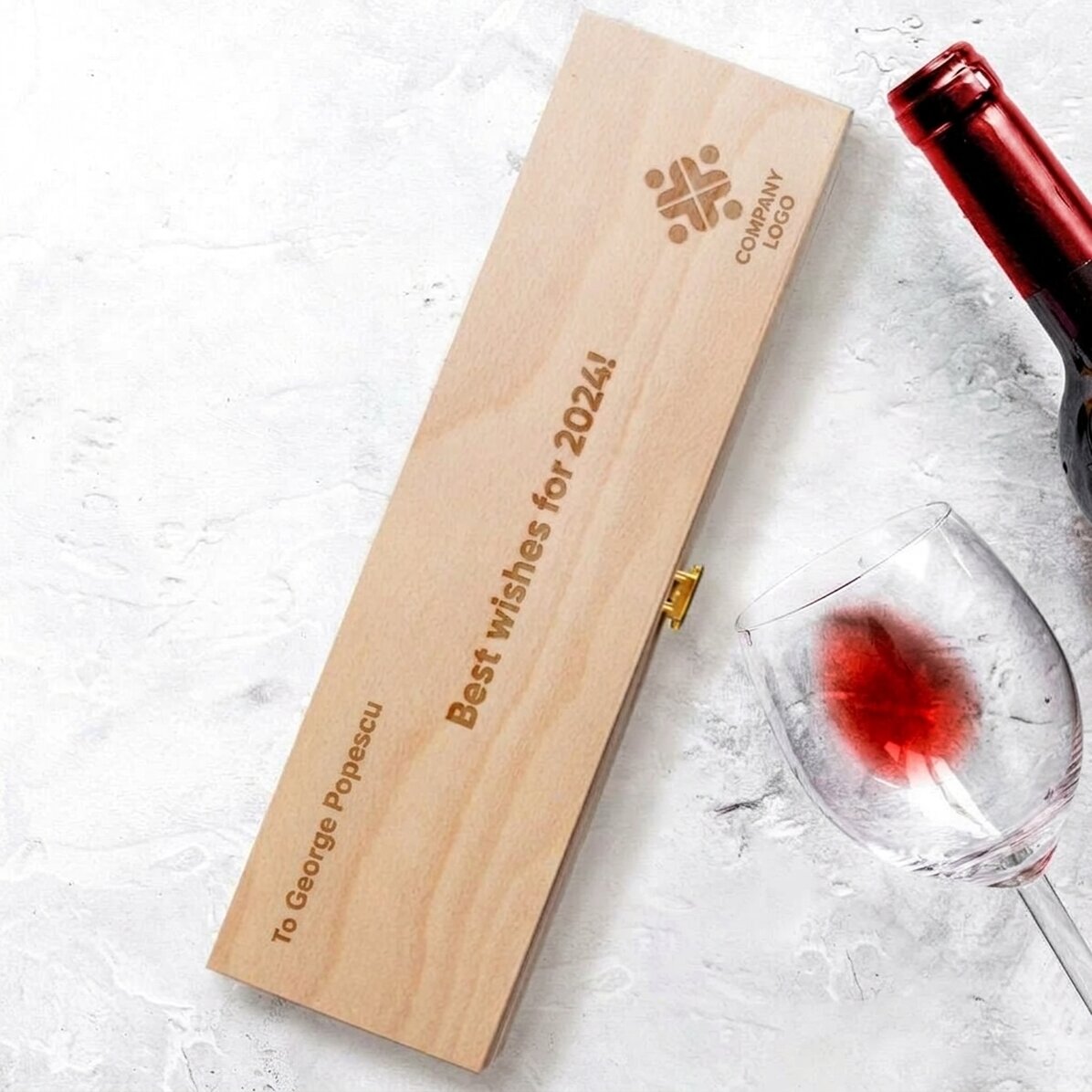 Scatola per vino personalizzata con logo e messaggio