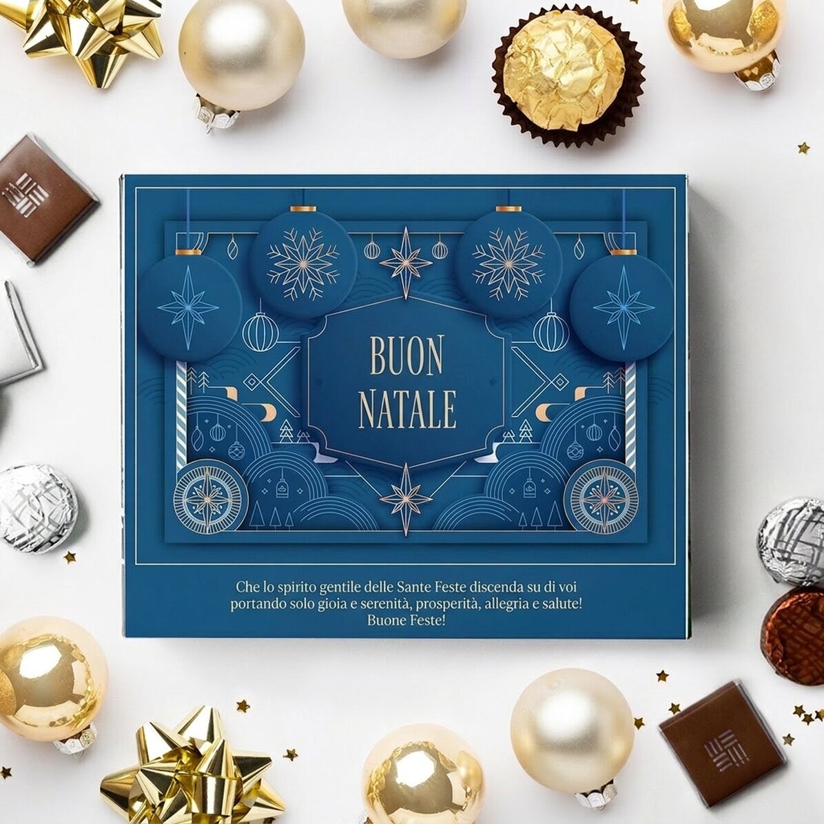 Scatola di cioccolatini personalizzata con scritta - Blue Christmas