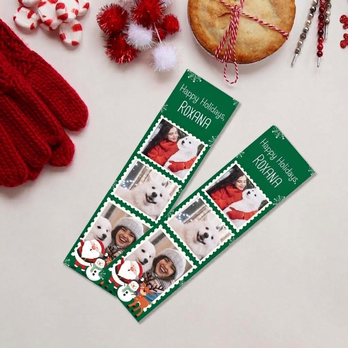 Segnalibro personalizzato con 3 foto e testo - Natale