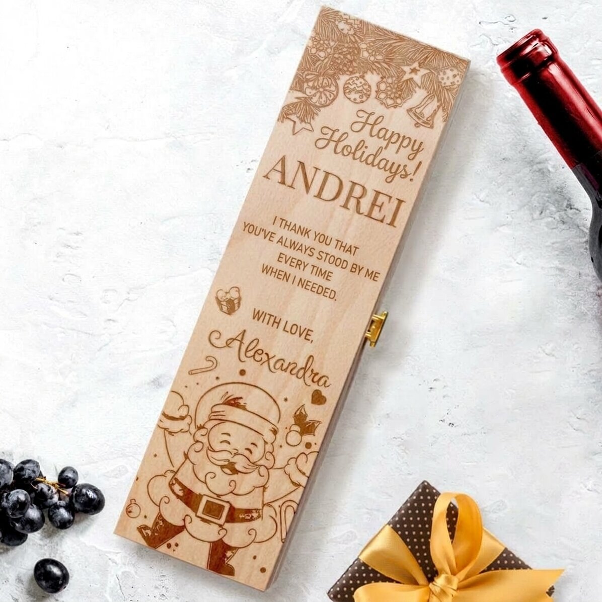 Confezione di vino personalizzata con un messaggio per la persona più importante - Buone feste