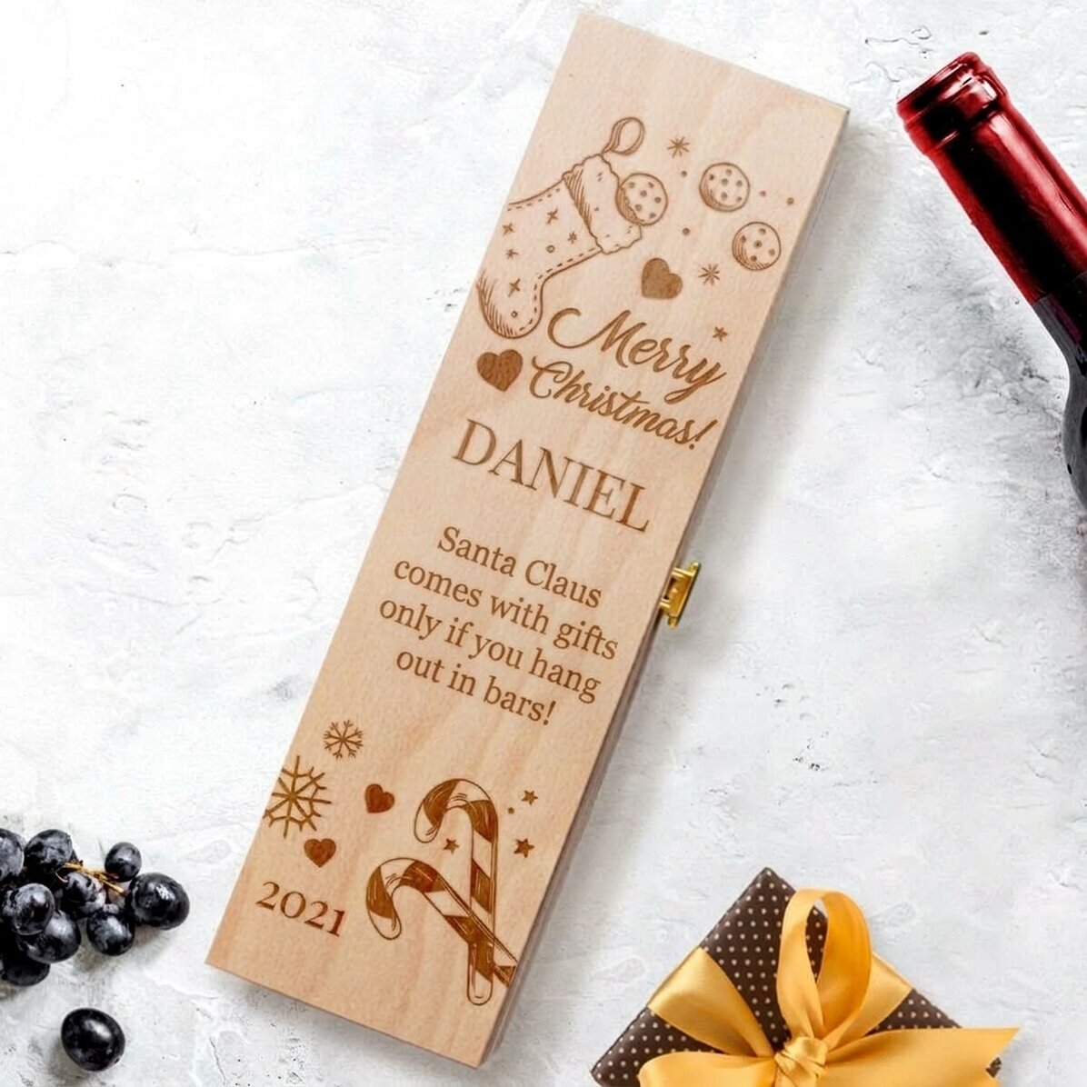 Scatola di vino personalizzata con messaggio per un amico / fidanzato - Buon Natale