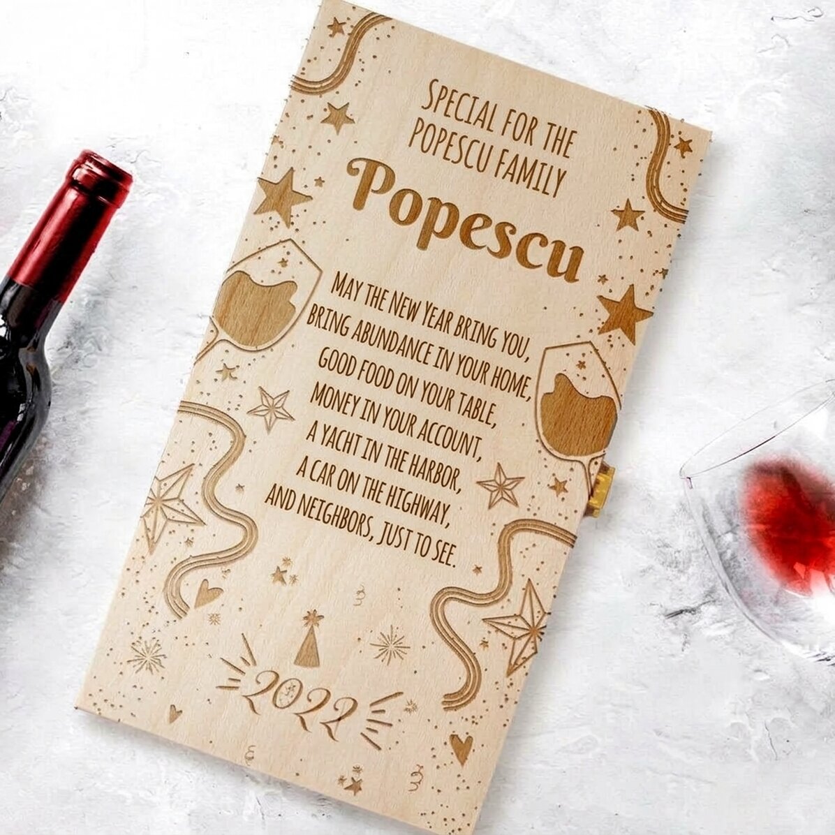 Scatola per vino personalizzata per due bottiglie con messaggio - Capodanno