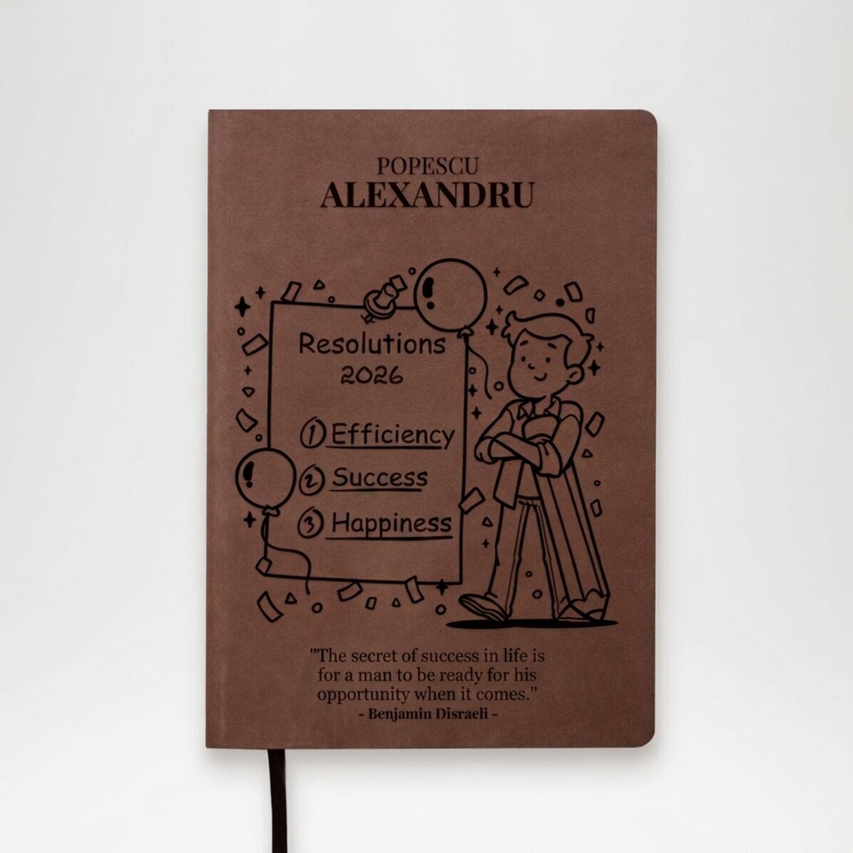Agenda in pelle personalizzata con citazione motivazionale - I buoni propositi per l