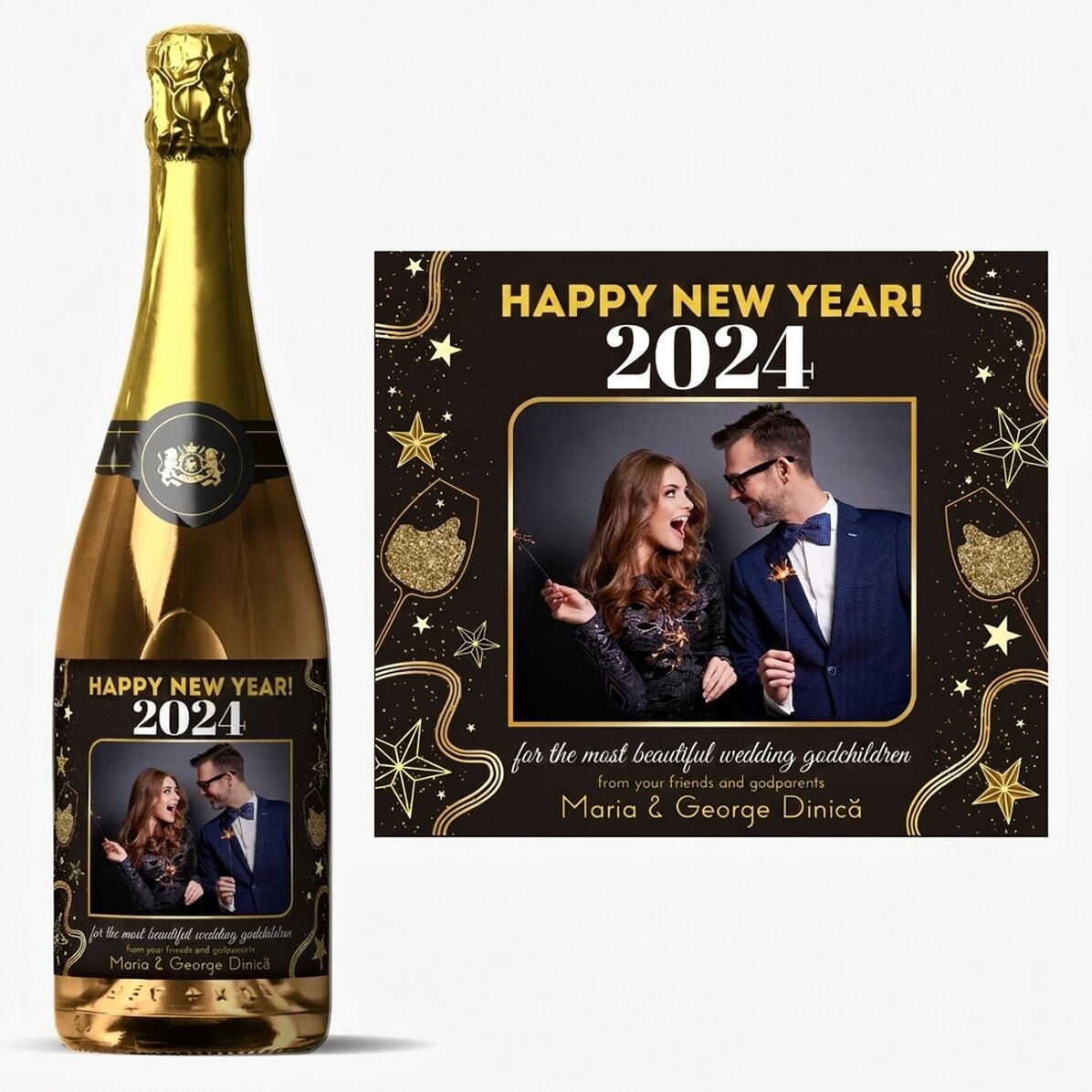 Spumante personalizzato con testo e foto - Buon compleanno! 2024