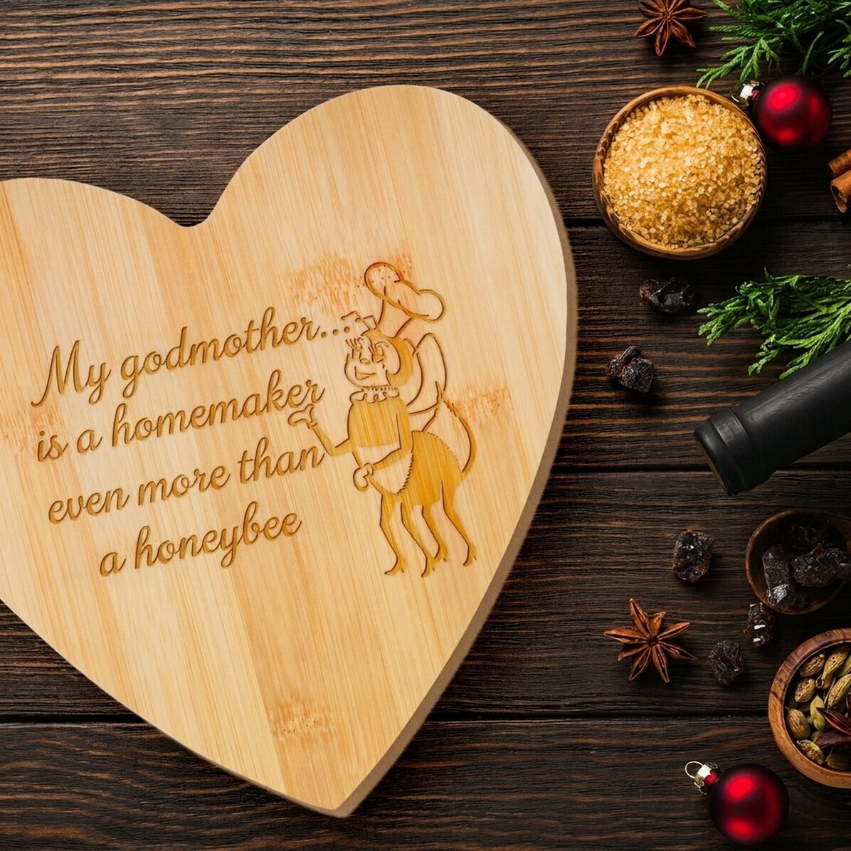 Tritatutto a forma di cuore personalizzato con un messaggio per la mamma