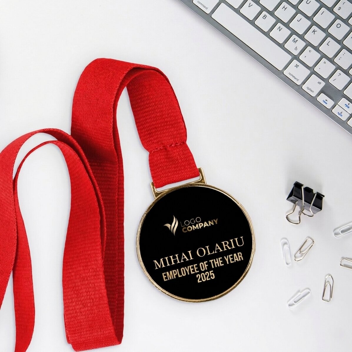 Medaglia personalizzata con logo e testo