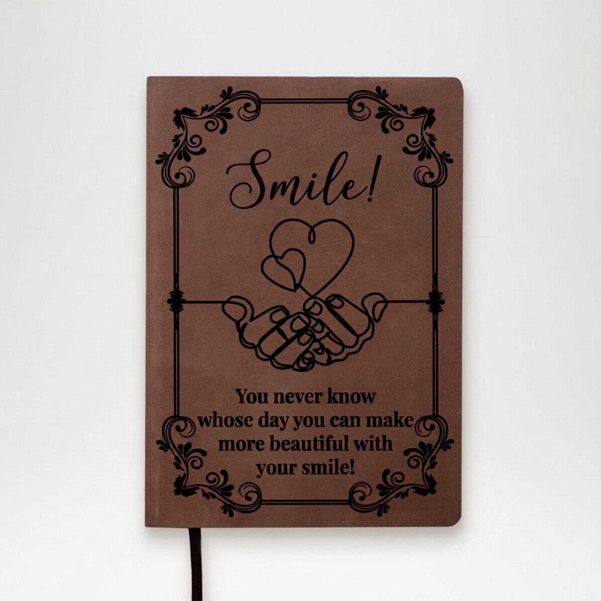 Agenda in pelle personalizzata con messaggio - Sorridi