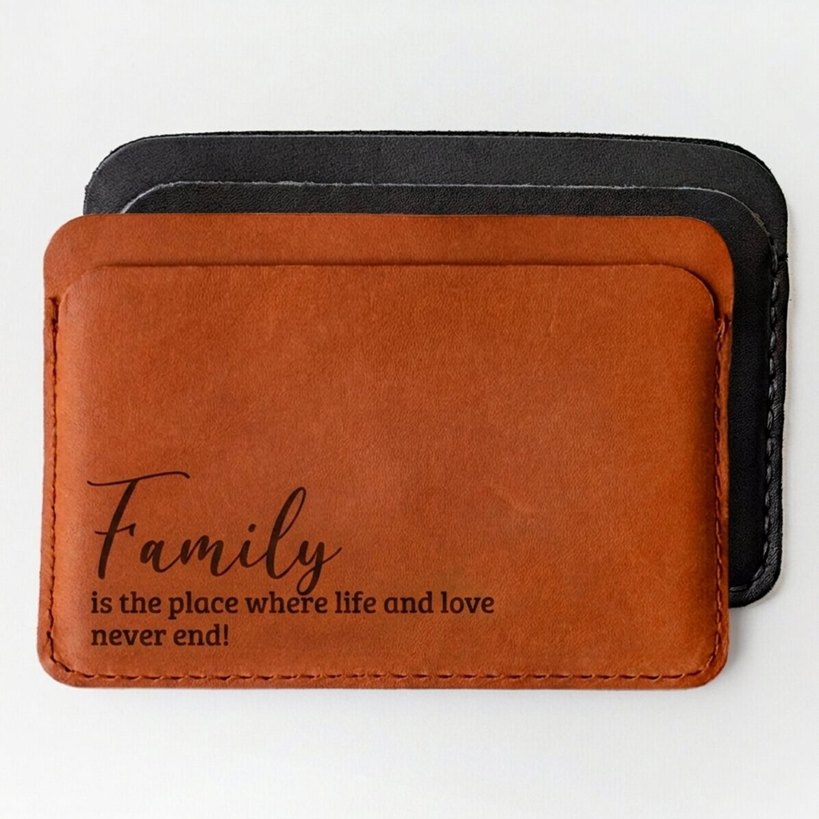 Portafoglio in pelle personalizzato con dedica - Famiglia