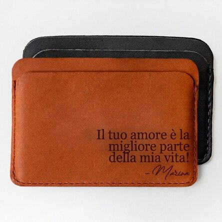 Portafoglio in pelle personalizzato con messaggio e firma - Il tuo amore