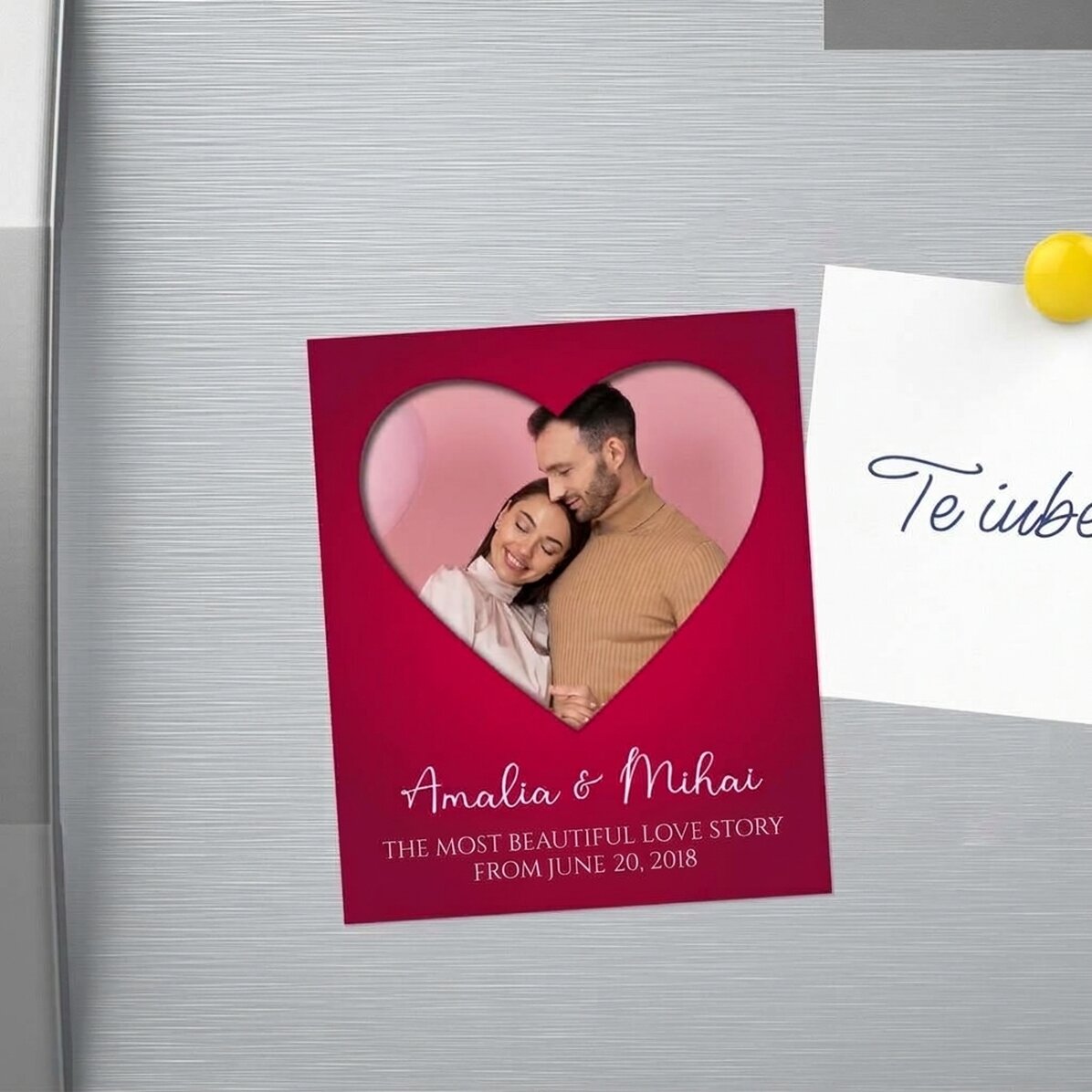 Magnete personalizzato 10x12 cm con foto e testo - In love