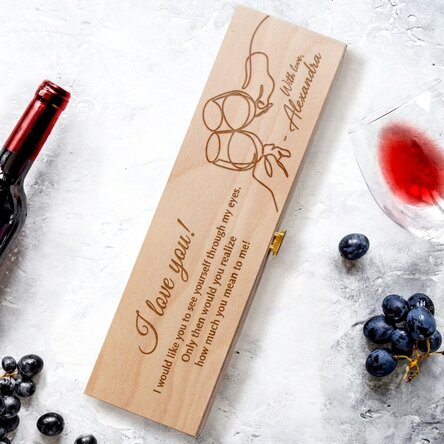 Personalised wine box with message and signature - I love you!