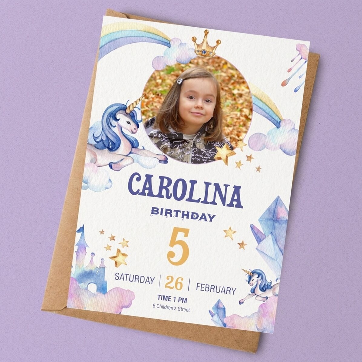 Biglietto personalizzato con foto e testo - Invito di compleanno