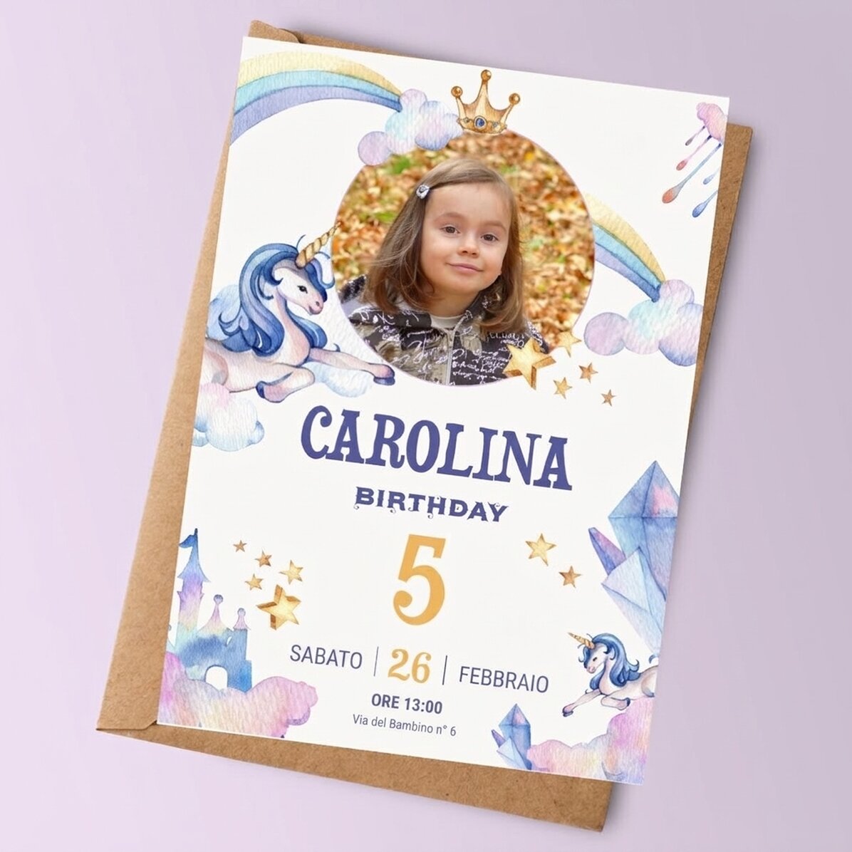 Biglietto personalizzato con foto e testo - Invito di compleanno