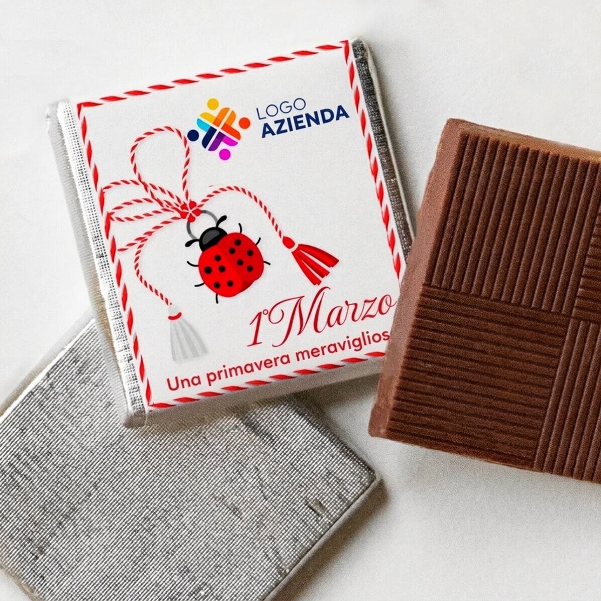 Mini cioccolatino personalizzato con logo e testo