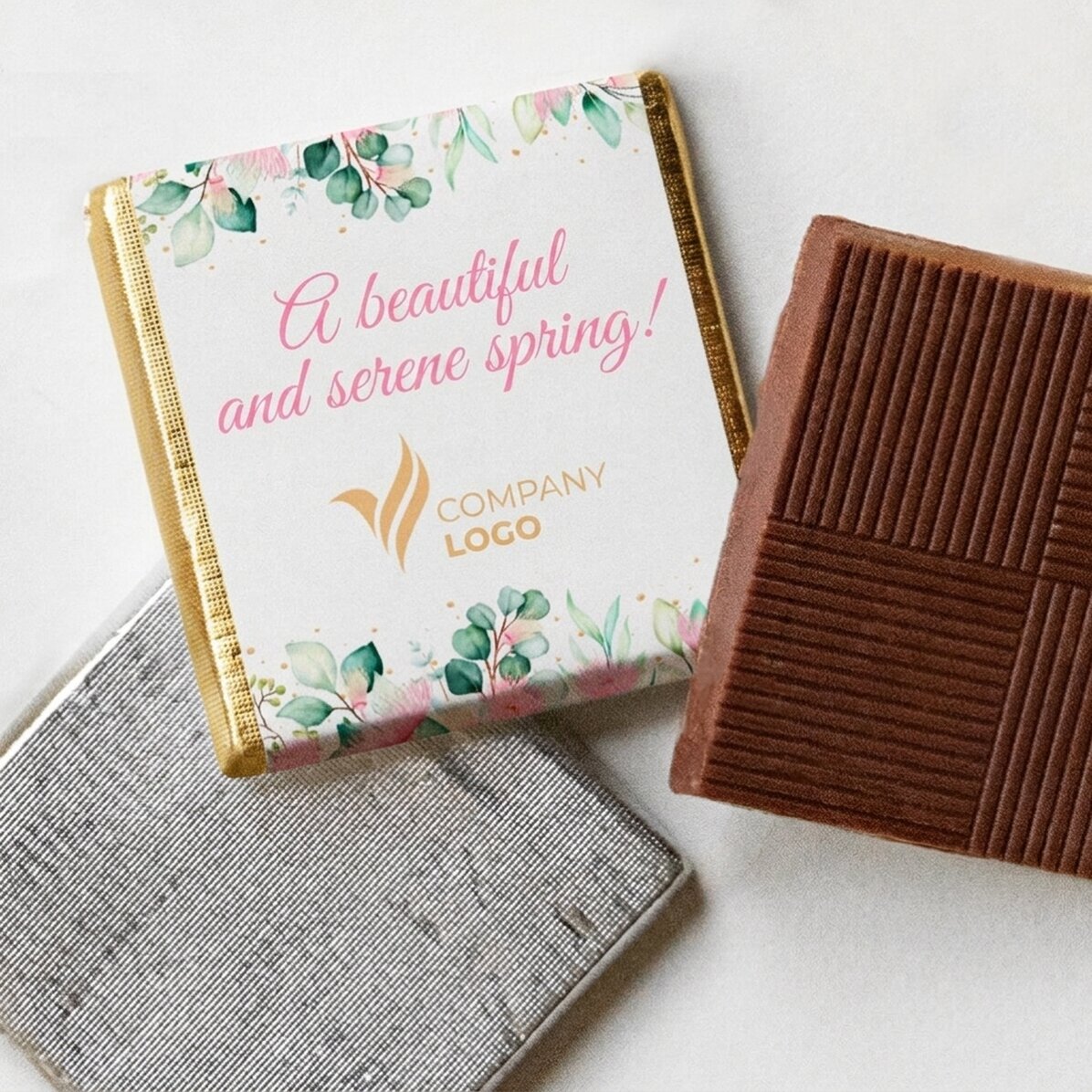 Mini cioccolatino personalizzato con logo e testo - Una bella primavera