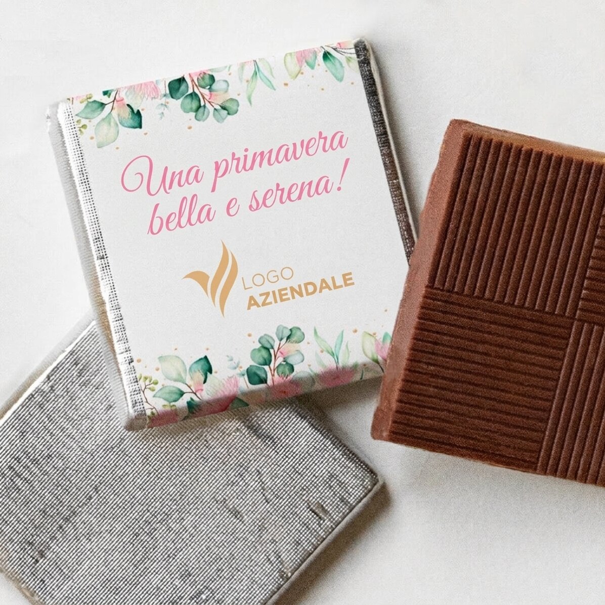 Mini cioccolatino personalizzato con logo e testo - Una bella primavera