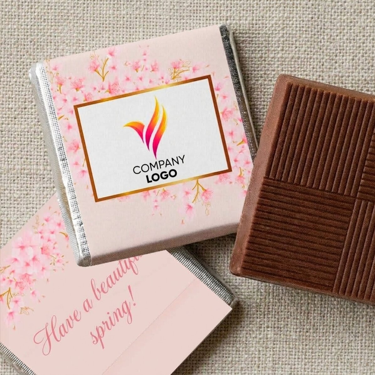 Mini cioccolatino personalizzato con logo e messaggio - Primavera