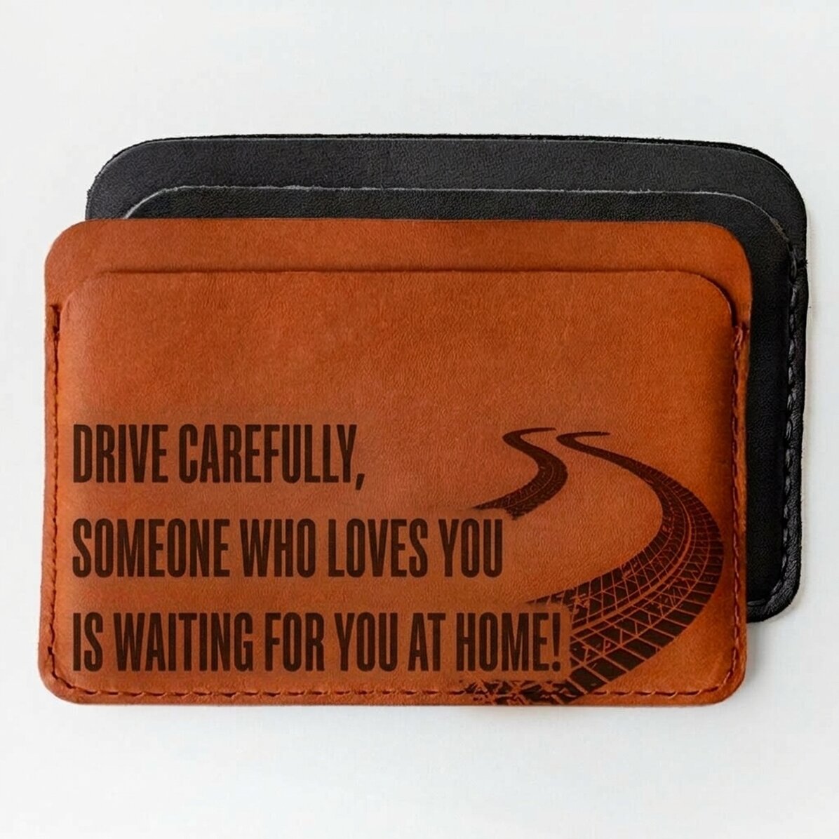 Portafoglio in pelle personalizzato con messaggio - Attenzione!
