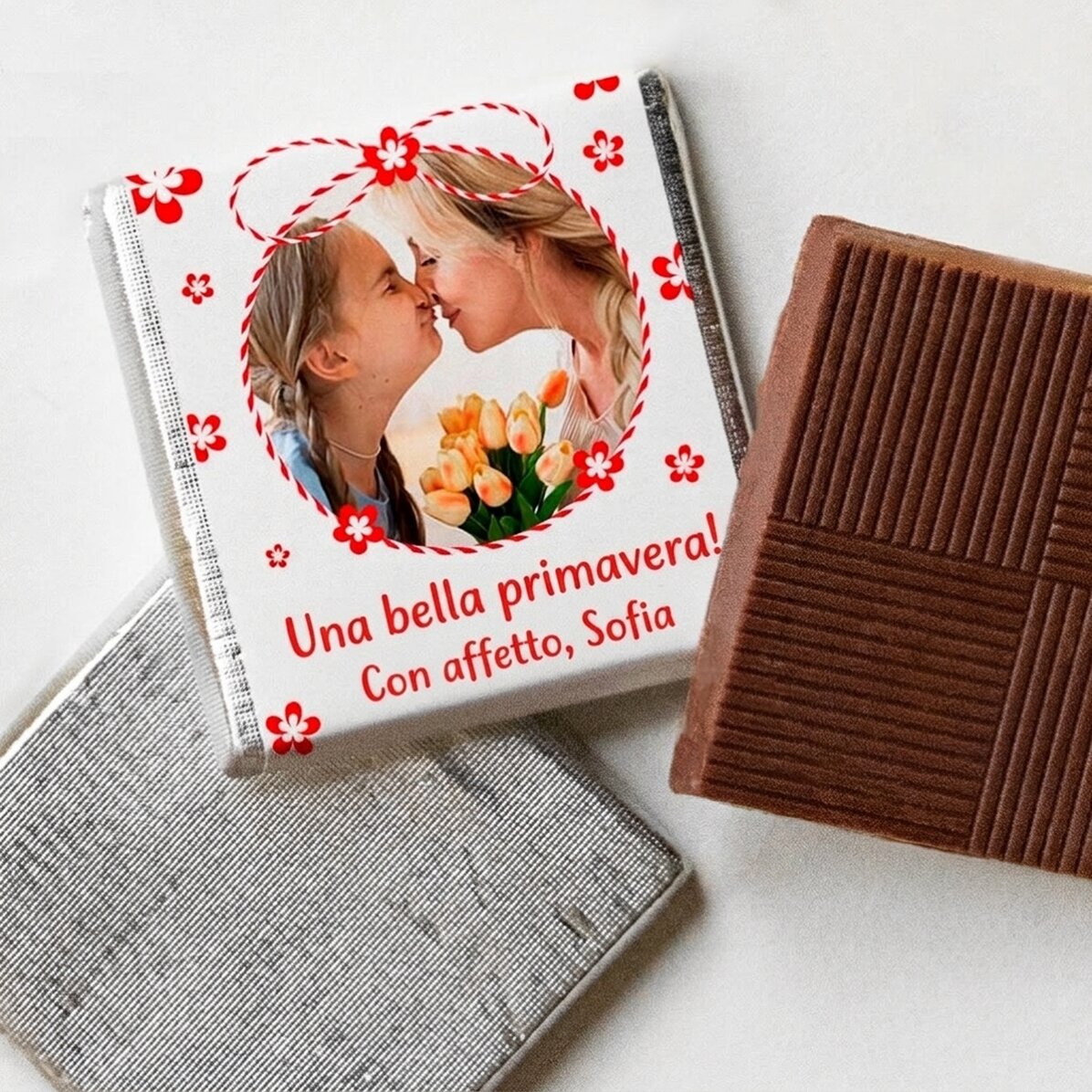 Mini cioccolatino personalizzato con foto e messaggio