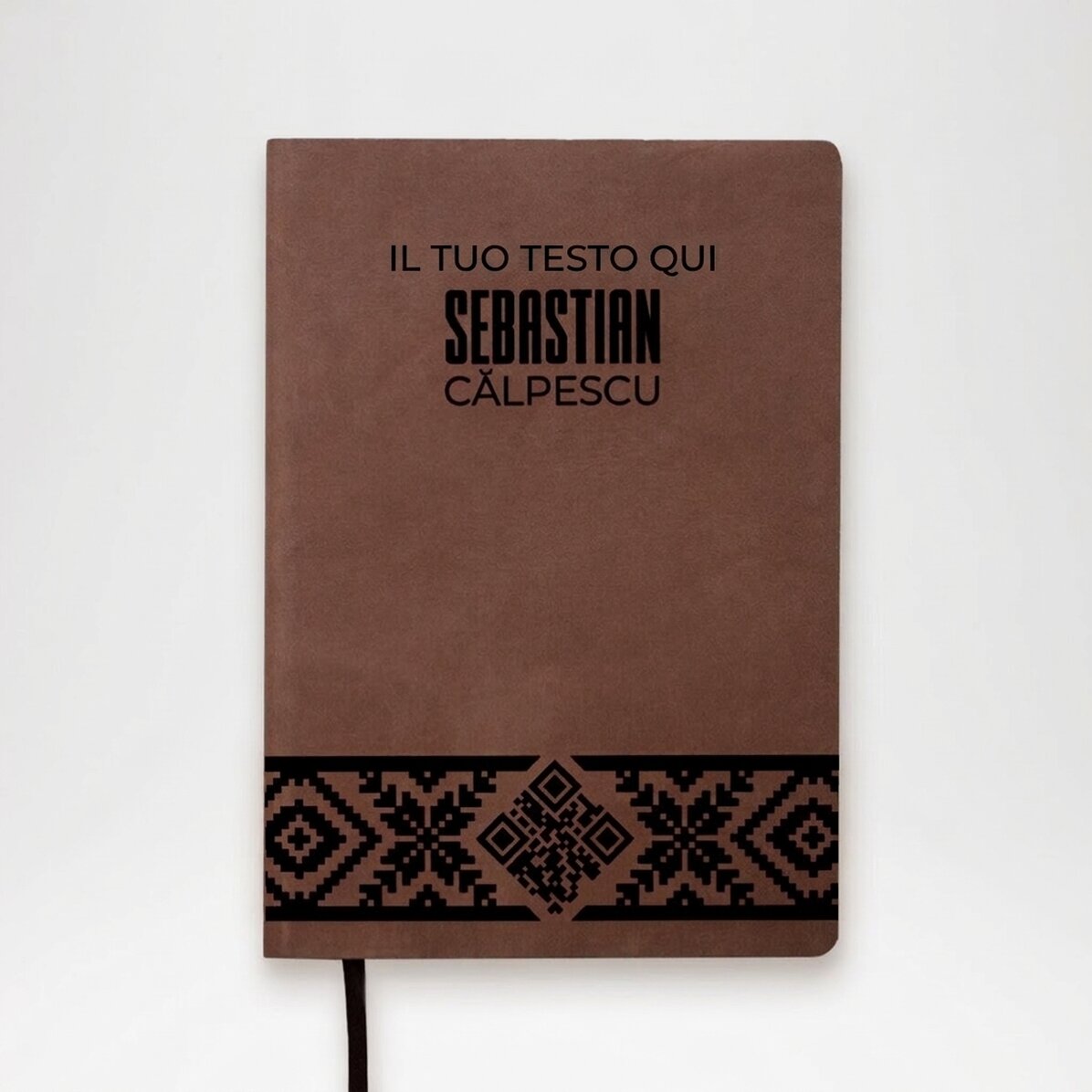 Agenda in pelle personalizzata con nome e codice QR - Traditional