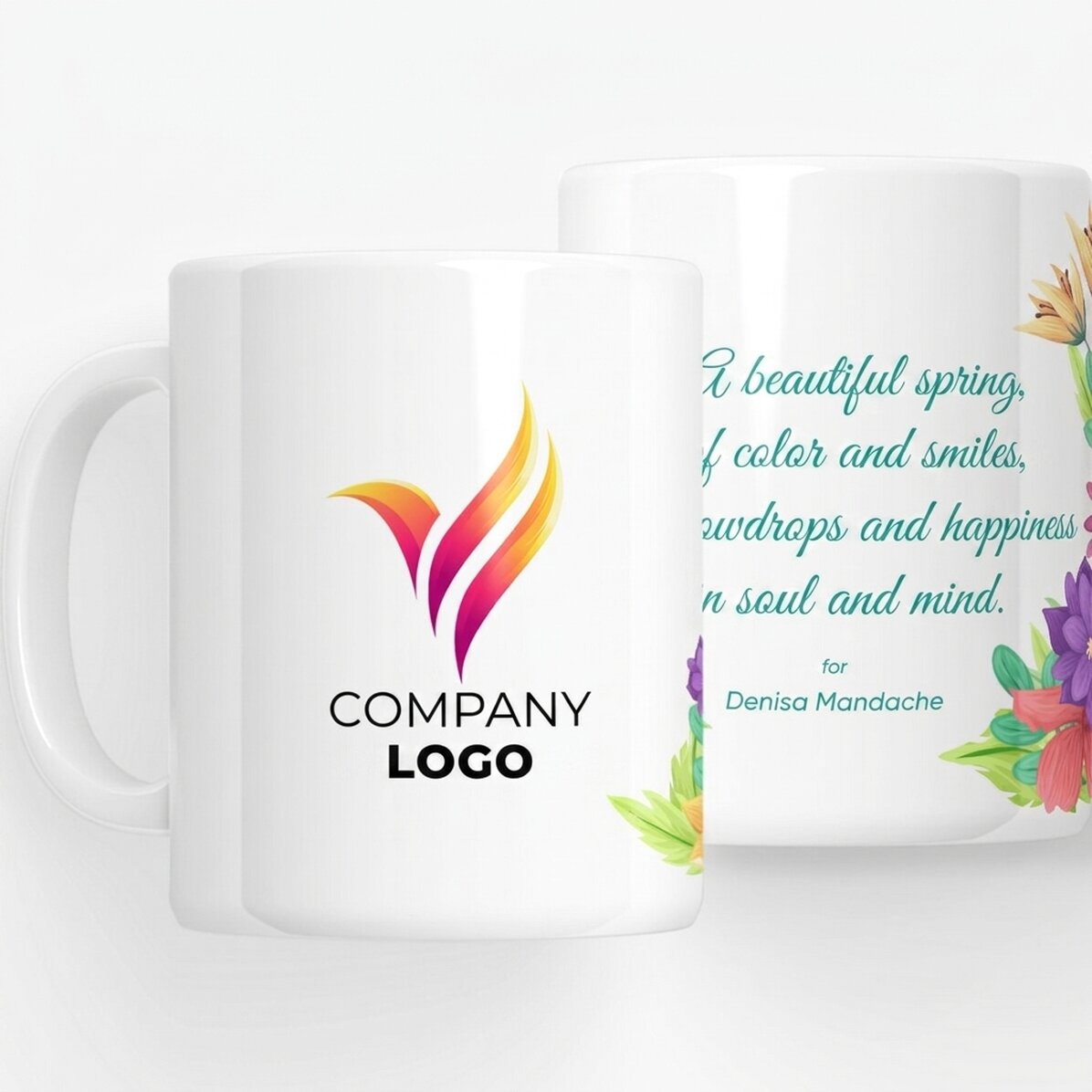 Tazza personalizzata con logo e testo - Fiori di primavera