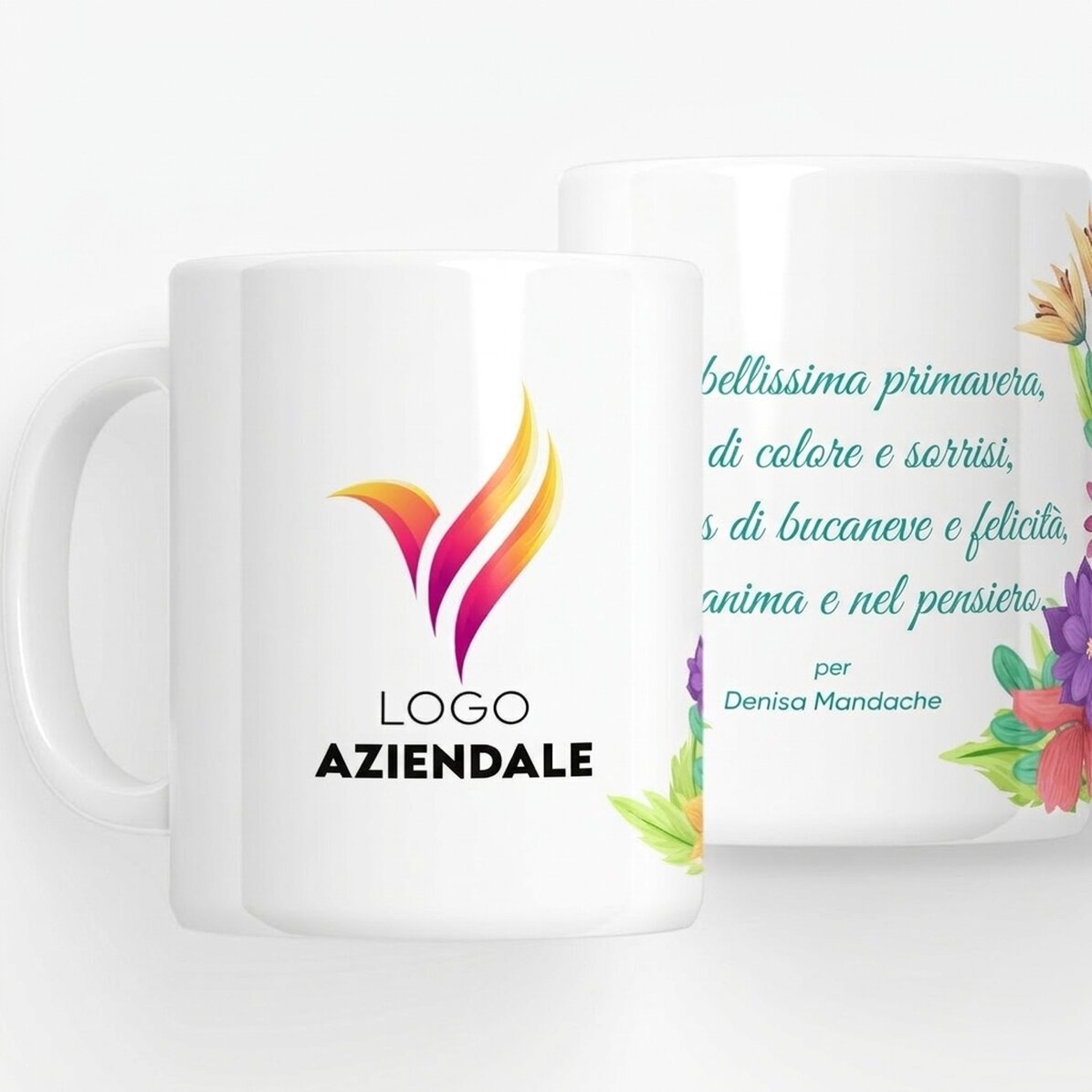 Tazza personalizzata con logo e testo - Fiori di primavera