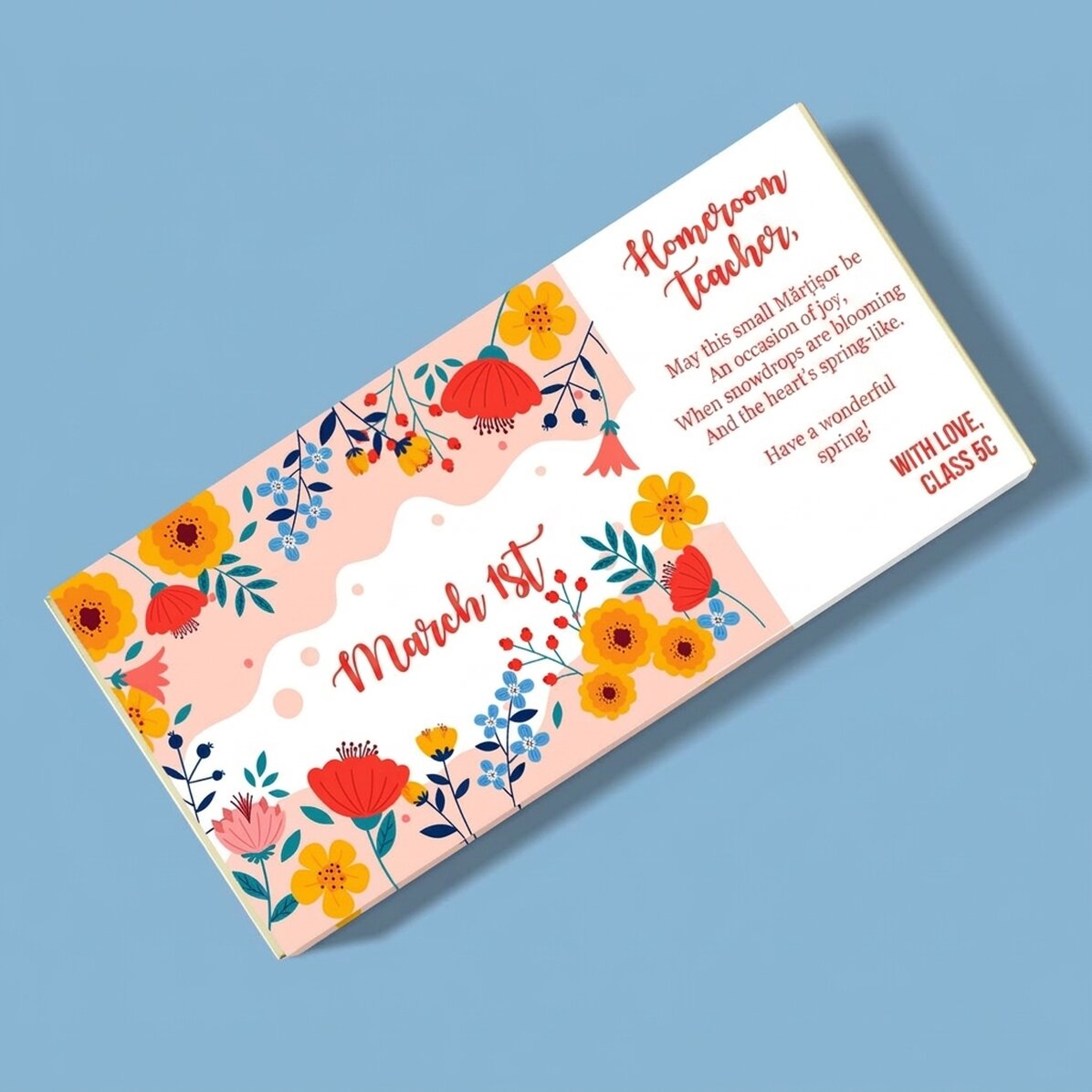 Cioccolato personalizzato con scritta - 1° marzo