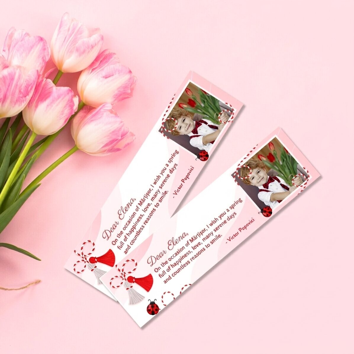 Segnalibro personalizzato con una foto e un messaggio