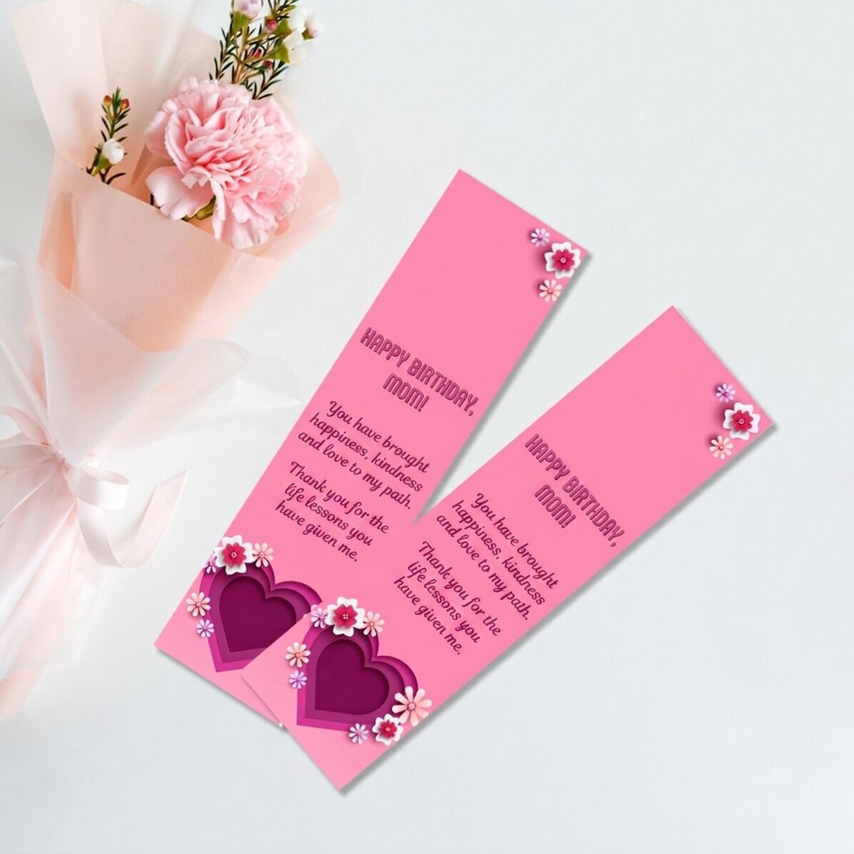 Segnalibro personalizzato con messaggio - Cuore rosa