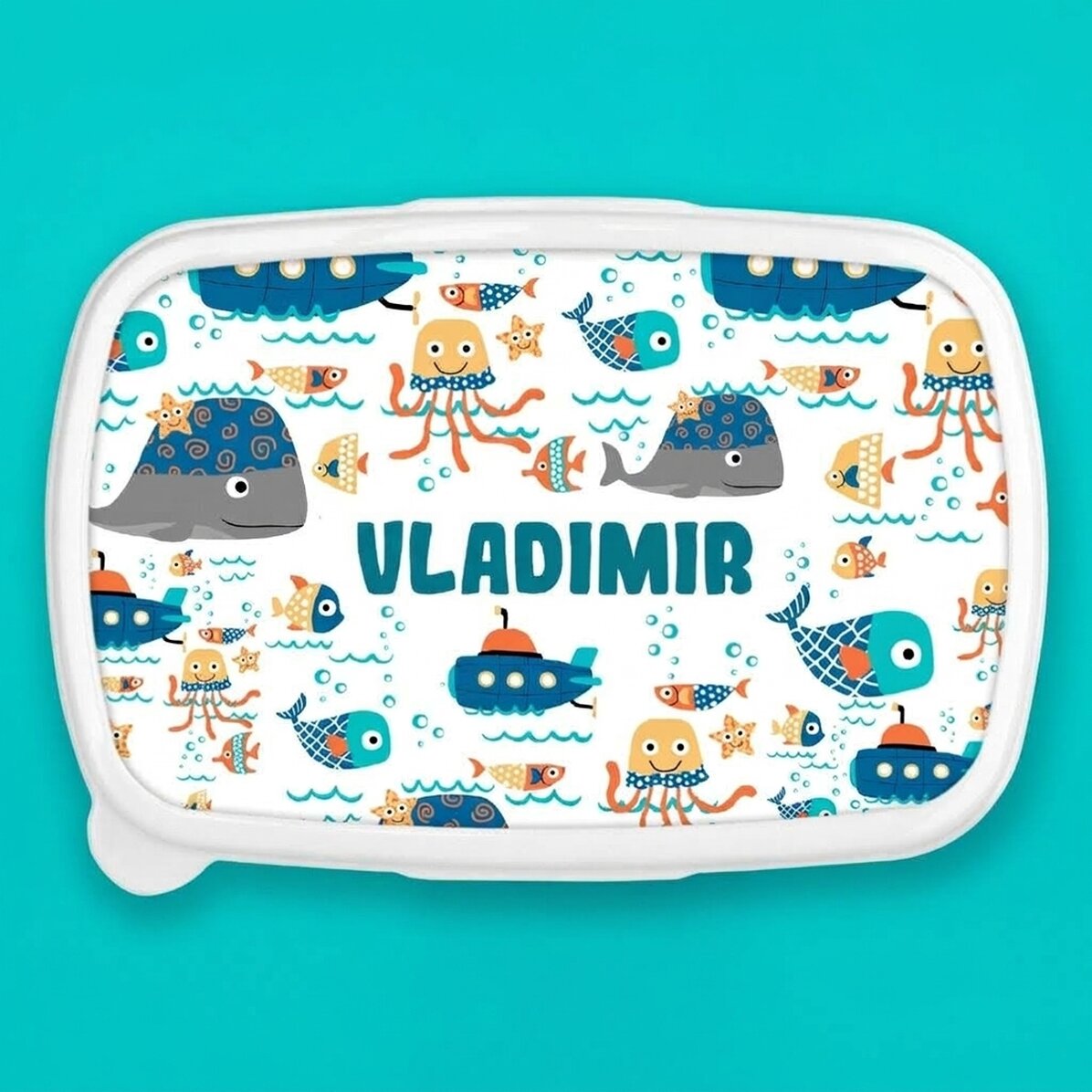 Contenitore per il pranzo, contenitore personalizzato con scritta - Blue sea