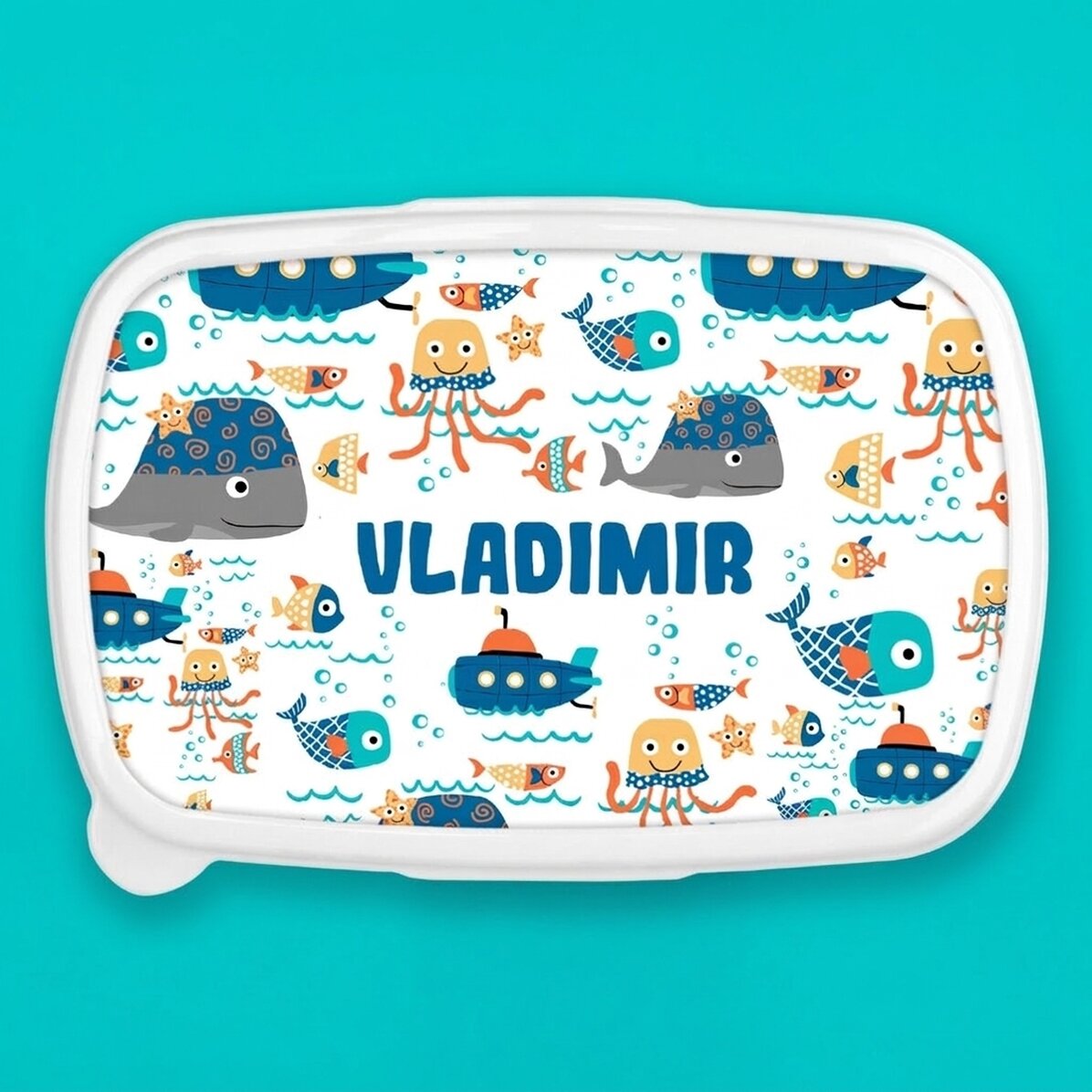 Contenitore per il pranzo, contenitore personalizzato con scritta - Blue sea