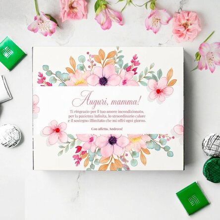 Scatola di cioccolatini personalizzata con una dedica per la mamma - Buon compleanno, mamma!