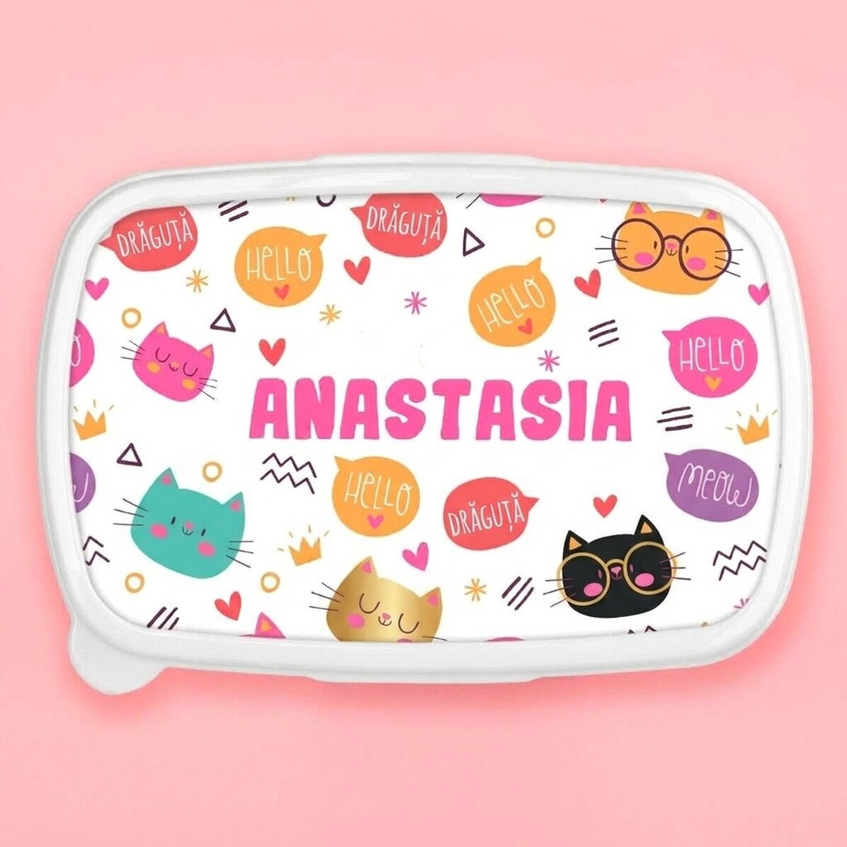Contenitore per il pranzo, contenitore personalizzato con nome - Hello cuties