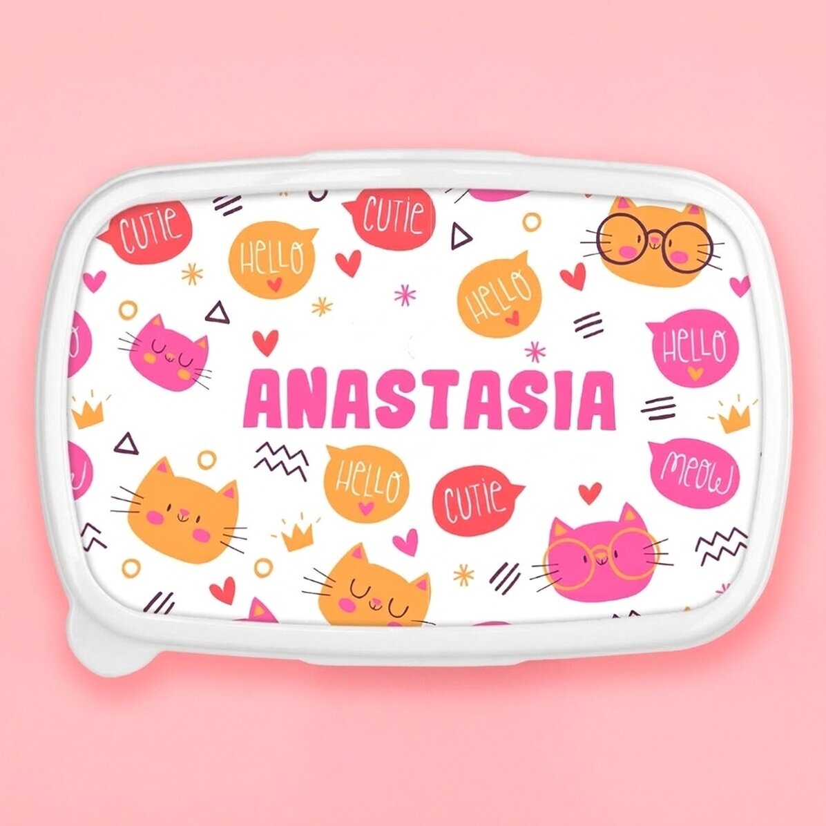 Contenitore per il pranzo, contenitore personalizzato con nome - Hello cuties